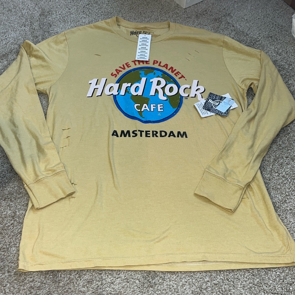 Hard Rock Cafe long sleeve shirt Amsterdam Distressed